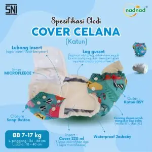 Spesifikasi clodi Nadnad cover celana katun